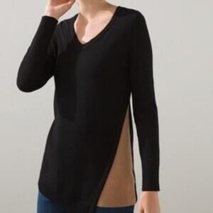 Chico's v-neck long sleeve color block asymmetrical tunic sweater womans size XL